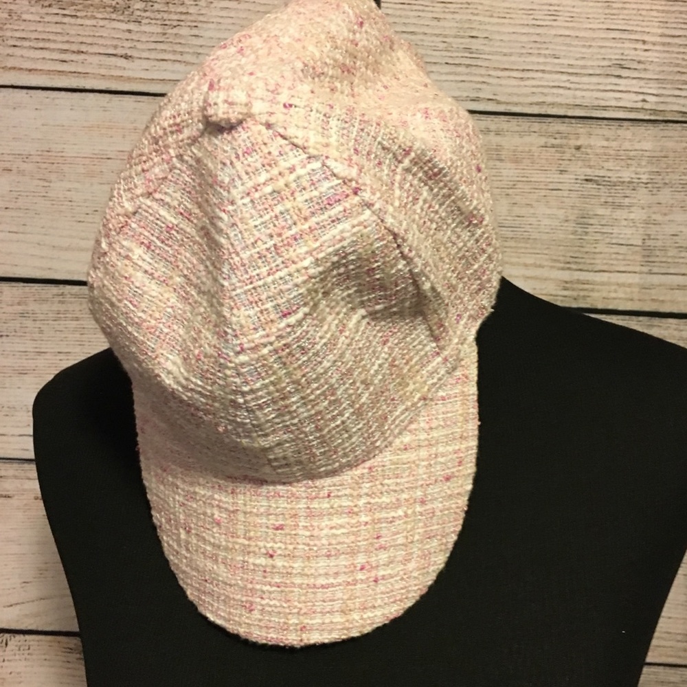Pink Ball Cap NWOT silver & cream plaid